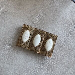 Gold Plated & Howlite Stone Stretch Bracelet